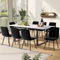 I0I&I0I Essgruppe Set: Ausziehbarer Esstisch mit Samtstühlen, Weiße MDF Tischplatte, Schwarze Metallbeine, Moderner Küchentisch, Flexibel Anpassbar, Ideal für Esszimmer und Küche (9, Schwarz)