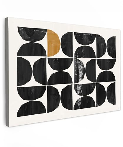 MuchoWow© Wandbilder Groß 120x80 cm XXL Wohnzimmer Wanddeko Schlafzimmer Zimmerdeko Wandgemälde Zimmer Deko auf Wand Dekoration Wall Art Abstrakte Kunst - Schwarz - Modern - Beige
