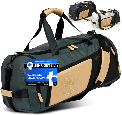 Sporttasche Herren Damen Reisetasche 42L - Schwimmtasche + Rucksack Trainingstasche mit Schuhfach | Weekender Duffel Bag Saunatasche | Sport Fitness Gym Tasche mit Rucksackfunktion Laptopfach