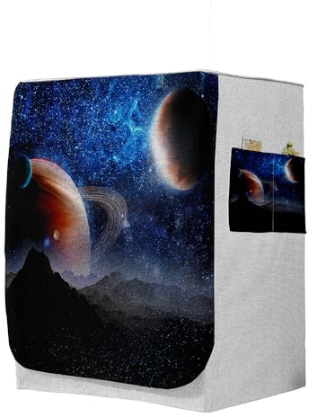 Highdi 3D Waschmaschinenabdeckung, Staubdicht Sonnenschutz für Frontlader Waschmaschine Staubdichte Staubdichte Abdeckung Waschmaschine (L-Kapazität 10.5~12kg,Spiralförmige Galaxie 5)