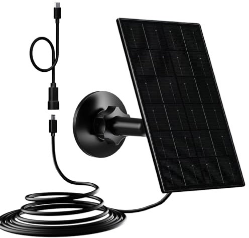 Zivif 4W USB Solar Panel, USB C Solar Panel for Security Camera, Solar Panel Charger for Rechargeable Battery Security Camera, with Micro USB & USB-C Port, 360° Adjustable Camera Solar Panel Mount