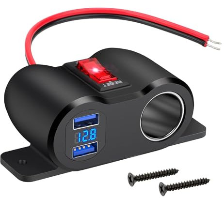 Linkstyle USB-Steckdose Zigarettenanzünder Steckdosensplitter, Autoladegerät Splitter mit Dual USB A Steckdose für 12V Auto RV Boot