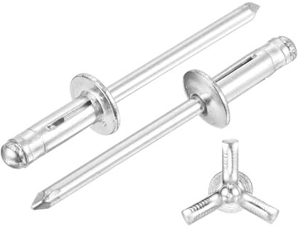 sourcing map 100Pcs 3/16x1/2 Aluminum Round Head Tri Grip Rivets, Tri Grip Rivets Assortment Bulb Style Rivets for DIY, Sheet Metal, Automotive Repairs, Furniture, Marine Boat (Silver)