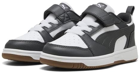 PUMA Rebound V6 LO AC+ PS Sneaker, White-Dusky Gray-Gum, 31.5 EU