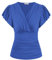GRACE KARIN Damen Kurzarm Bluse Elegant Slim Fit Plissee-Tops Einfarbige Tunika Bluse Leicht Top für Kleider Pfauenblau M