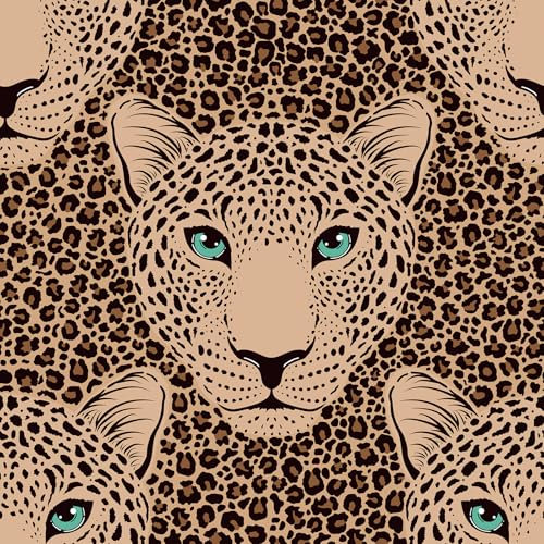 ReWallpaper Brown Leopard Print Wallpaper Peel and Stick Animal Print Vinyl Wrap for Kitchen Cupboards Doors Kids Wallpaper for Bedroom 44.5CMx3M Decorative Wall Paper Roll Furniture Stickers