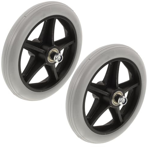 SECFOU 2pcs Wheelchair Front Wheel Replacement Solid Tyre Caster Wheels for Indoor and Outdoor Use Heavy-duty Wear-resistant Design Compatible Wheelchairs