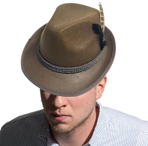 Deutsche Oktoberfest Hüte, Trachtenhut Mit Feder, Bayern Hut Oktoberfest, Bayerischer Hut Mit Feder, Bayern Trachtenhut Filzhut, Bayerischer Fedora Hut, Jägerhut Filz Karneval Fasching Für Oktoberfest