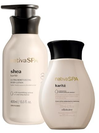 O Boticário Nativa SPA Karité Set Regalo Cuidado de la Piel con 2 Productos | Crema Hidratante Corporal 400ml y Aceite Corporal Perfumado 200ml
