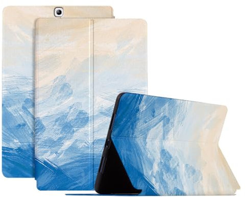 SLLMYYX Custodia per Samsung Galaxy Tab S2 9.7 2015 SM-T810 T813 T815 T817 T818 T819, in pelle PU, sottile, con supporto, con funzione di accensione e spegnimento automatico, blu