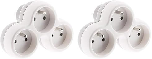 Zenitech - Multiprise pour façade - 3x16A - Gris et Blanc - Boléa (Lot de 2)