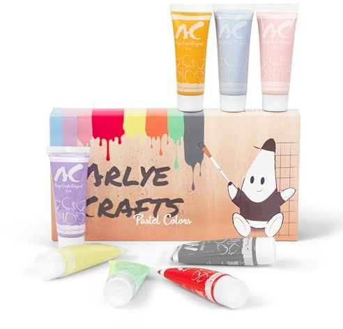 Arlye Crafts Acrylfarben Set Pastell – 8x 22ml Acrylfarbe zum Keramik & Ton bemalen | Malfarben für DIY Bastelset, Töpfer Set Kinder & Erwachsene, kreative Pastellfarben