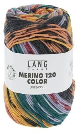 Lang Yarns Merino 120 Color 100g 47.0004 - gelb/petrol/orange/flieder
