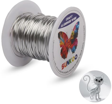 Sunkoo Alambre de aluminio plateado de calibre 20 de 0,8 mm, alambre flexible de 98.4 pies para hacer joyas, esculpir, floristería, armadura, envoltura y proyectos de modelado