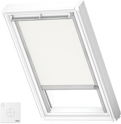 VELUX Original Roof Window Electric Blackout Blind for MK06, White with Grey Guide Rail