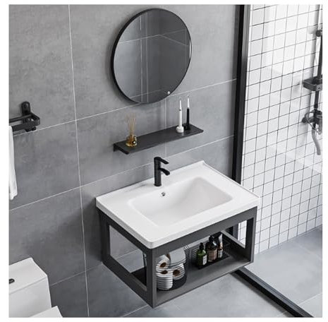 Petit Meuble Lavabo Mural pour Appartement, Toilettes Combinées, Salle De Bain, Appartement, Lavabo, Lavabo Suspendu, Gain De Place(70 * 40cm)