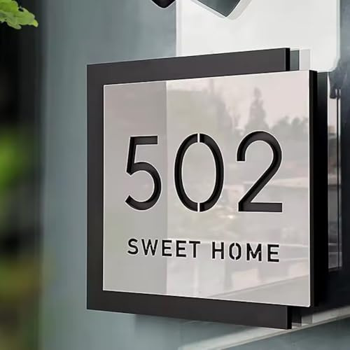 Personalisiertes Modernes Zweilagiges Hausnummernschild, Individuelle Namensschilder Aus Acryl, 3D-Hohlhaus-Türschild, Wohnungsnummern- Und Adressplaketten Für Wohnhäuser, Büros Und Zimmer(20x20cm)