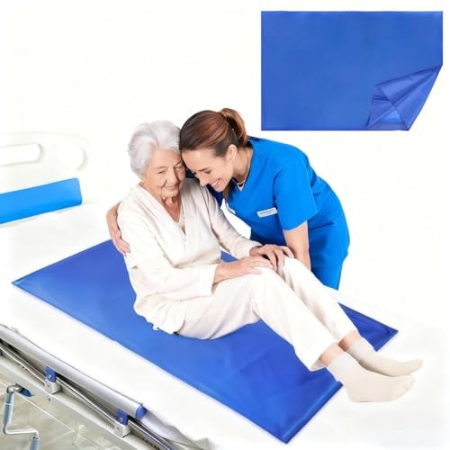 ENLUNTRA Patient Flat Transfer Slide Sheet, Patienten Gleitlaken, Wiederverwendbares Gleittuch Für Bettlägerige 118 * 76 CM, Gleittuch Für Betttransfer Zum Drehen, Gleithilfe (Blau)