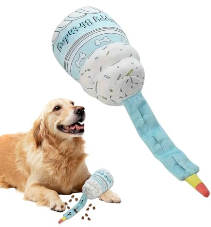 Njidher Plüschspielzeug für Hunde | mit essbarem Kuchen, Leckerli-Spender, Plüschspielzeug für Hunde – Lernspiel mit realistischem Klang, weiches Material für intensives