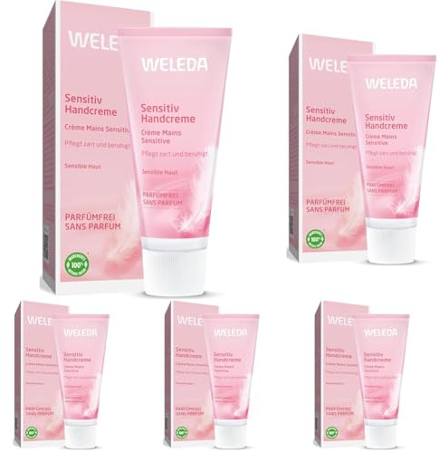 WELEDA Bio Handcreme Sensitiv - parfümfreie Naturkosmetik Handpflege Creme für sensible, empfindliche Haut, Nachhaltige, vegane Feuchtigkeitscreme mit Jojobaöl & Kokosöl für Frauen & Männer (1x50ml)
