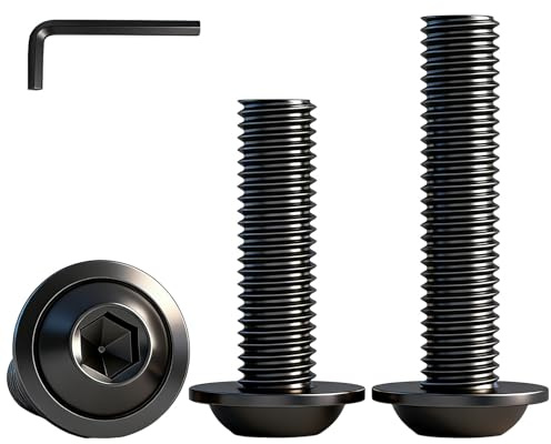 YOOZIYA 20 Pezzi M6x20mm Viti a Testa Bombata con Flangia,Viti a Macchina in Acciaio Inox A2 V2A 304,Nero Vite a Brugola con Chiave Esagonale