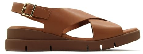 KAOLA - Sandalia de pala casual,cuña y plataforma,cierre al tobillo con hebilla,suela de goma,planta de gel para: Mujer color: CUERO talla:37