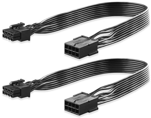 ELFJMZP PCIe 8 Pin GPU Power Extension Cable, 6+2 Pin ATX Male to Female, 30cm 18AWG Pure Copper, for Graphics Card PSU Cable Management (Pack of 2) (Black)