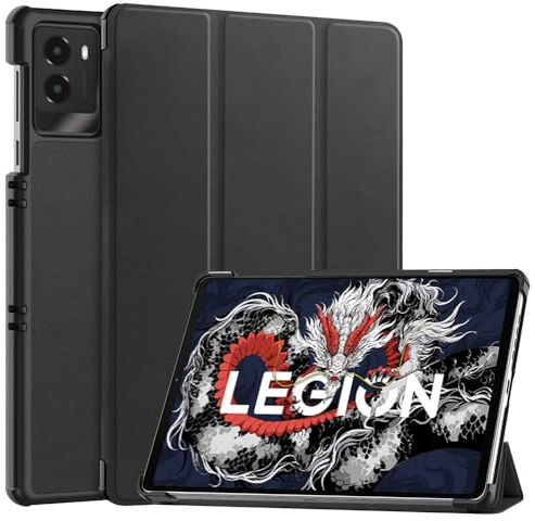 Techsuit für Lenovo Legion Tab Gen 3 Hülle mit 360 Schutz, Mikrofaser Innenfutter, Verstellbare Betrachtungswinkel, Schlankes Design, Anti Fingerabdruck, FoldPro Series, PU Leder, Schwarz