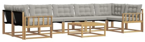 vidaXL Outdoor-Sofagarnitur 8 pcs Weiß und Hellgrau 79 x 79 x 37 cm, Moderne Garten-Sofaset, wetterfeste Möbel, schicke Kollektion, bequemes Loungesofa für die Terrasse