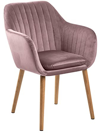 AC Design Furniture Wendy Esszimmerstuhl 1 Stück, Rosa Küchenstuhl, Polstersitz in Samt und Holzbeine auf Eiche, Altrosa/Natur, B: 57 x H: 83 x T: 61 cm