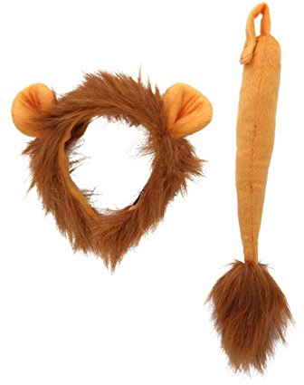 Elope Stirnband und Schwanz aus Plüsch, Löwenohren, Braun