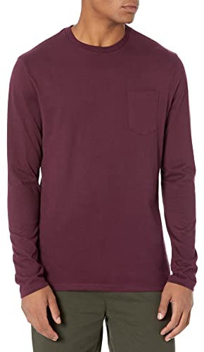 Amazon Essentials Men's Slim-Fit Long-Sleeve T-Shirt, Burgundy, M