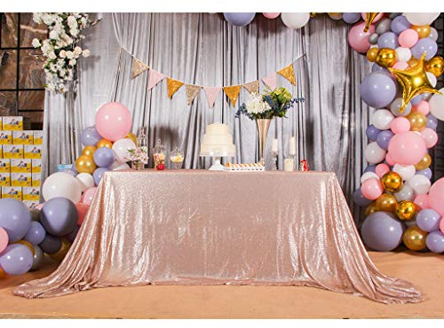 Eternal Beauty Pailletten-Tischdecken, Hochzeit, Halloween, Weihnachten, Party, Bankett, Polyester, champagnerfarben, 127x203 cm