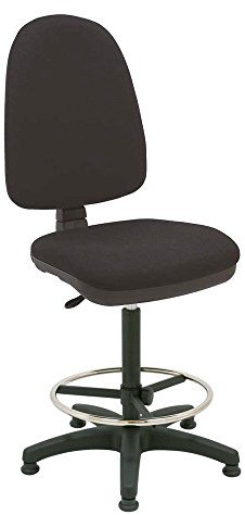 La Silla de Claudia Centrosilla Taburete Giratorio Oficina ergonómico Torino, con pies fijos (Tacos), Regulable en Altura y Profundidad, aro reposapiés Cromado Regulable - (Negro)