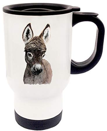 Tasse Emaille Becher oder Thermobecher Kaffeebecher mit Esel Kaffeebecher Esel-Motiv Geschenk pb014 - ausgewähltes Produkt: *Thermobecher*