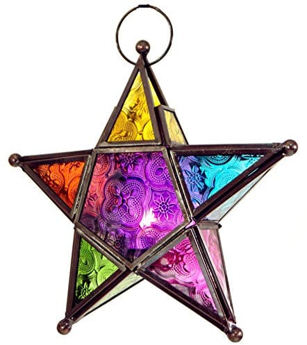 GURU SHOP Orientalischer Glas Stern in Marrokanischem Design, Glas Laterne, Modell 3, 20x20x5 cm