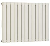 VeeBath RHWD30 Sobek Rennes White Low Carbon Mild Steel Horizontal Oval Double Panel Mirror Bathroom Heating Radiator-600 x 770mm