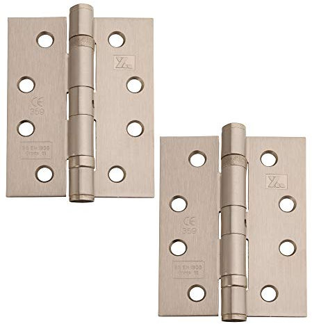 Excel XL868 Pair of 4 Grade 11 Door Hinges, Satin Nickel