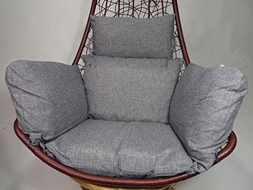 Rattani - Polster, Kissen, Auflage für Rattan Hängeschaukel Schaukelstuhl Rattanschaukel Gr. Sitzfläche 60 x 50 cm Loneta dunkelgrau