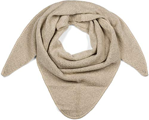 styleBREAKER Damen Großer Strick Dreieck Schal einfarbig meliert | Weiches warmes Winter Dreiecktuch | Strickschal aus Viskose Wolle für kuschlige Looks, Farbe:Beige