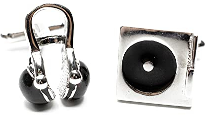 Miniblings Kopfhörer Plattenspieler Manschettenknöpfe + Box - Origineller Modeschmuck I Manschettenknopf Schallplattenspieler Musik Band DJ Turntable - Manschettenknopf Knöpfe
