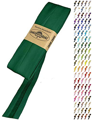 Sandras-Bastelladen Schrägband/Einfassband Baumwolle Uni gefalzt 5m x 20mm 433-Tannengrün