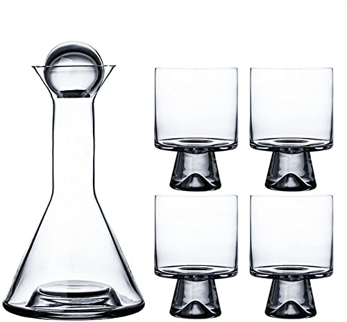 HALAWAKA Lead-Free Crystal Glass Wine Decanter Water Pitcher Kettle Water Jug Pot Carafe with Wooden Ball for Red Wine Hot/Cold Water Juice Ice Tea and Beverage