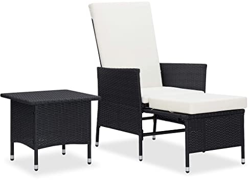 vidaXL 2-tlg. Garten-Lounge-Set mit Auflagen Poly Rattan Schwarz