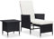 vidaXL 2-tlg. Garten-Lounge-Set mit Auflagen Poly Rattan Schwarz