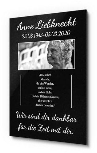 CHRISCK design Grabschmuck 20x30 cm | gestalte Dein Grabplatte ganz einfach selbst | Gedenkstein Grabtafel aus Granit