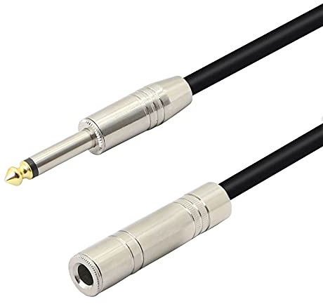 PNGKNYOCN 1/4 Mono Male to Female Audio Extension Cable 6.35mm TS Guitar Extension Cable for Amplifiers, Instruments, and Microphone(55cm)