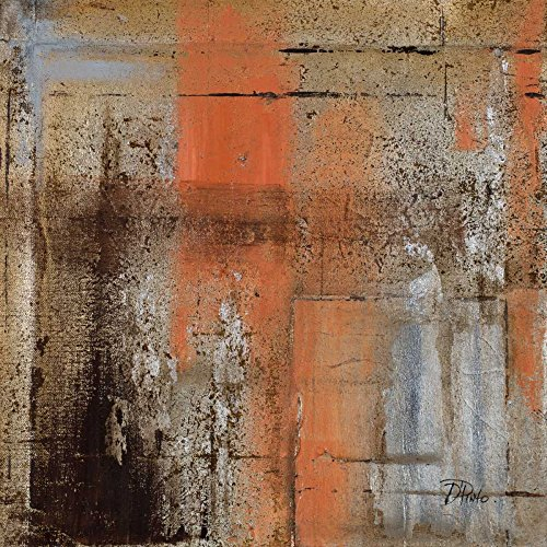 Leinwand-Rahmen, mit amerikanischer Box, Koralle auf Silber II Pinto Patricia, abstrakter quadratischer Kunstdruck, Korallen-Silber, abstrakter schwebender Rahmen, 71 x 71 cm