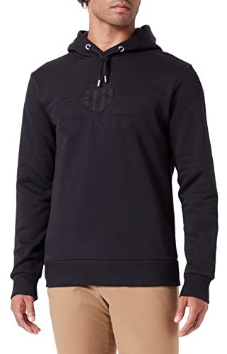 Gant Herren REG Tonal Shield Hoodie Pullover, Black, 5XL