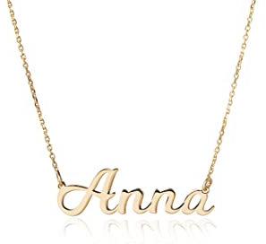 Sakrami Silber Halskette mit Namen - Gelbgold Farbe 925 Sterling Silber Halskette, mit Personalisierbaren Namen + Personalisierte Geschenkbox - zum Geburtstag und Jahrestag (Gelbgold)